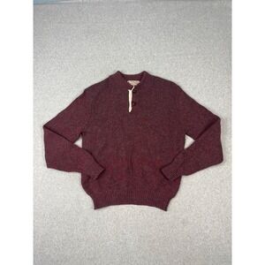 Vintage London Fog Sweater Mens XL Red 2 Button Crew Wool Blend Made USA